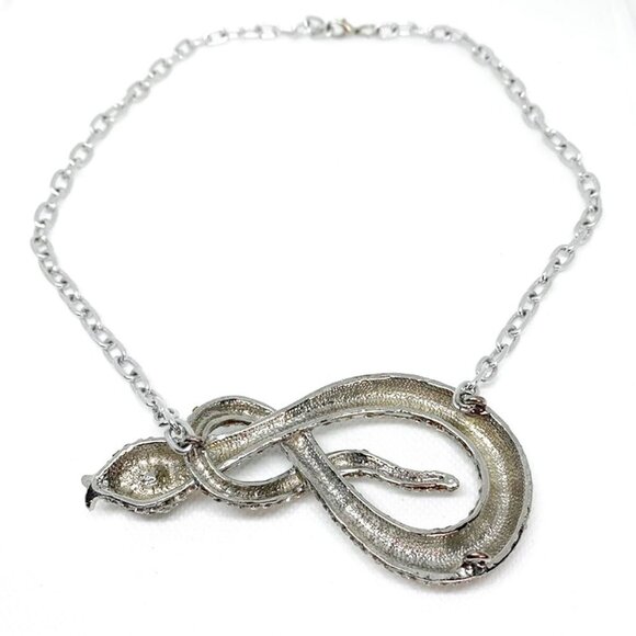 VINTAGE Statement Snake Charm Choker Necklace - Picture 2 of 6